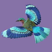 Indochinese roller . Un progetto di 3D, Animazione di personaggi, Scultura e Papercraft di Diana Beltran Herrera - 23.06.2020