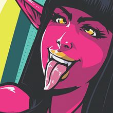 Oni Girl by MeFO. Un proyecto de Dibujo, Dibujo de Retrato, Dibujo digital, Dibujo realista, Diseño, Diseño de carteles, Ilustración tradicional, Ilustración con tinta, Ilustración digital, Ilustración infantil y Serigrafía de Miguel Francisco Offidani - 26.06.2020