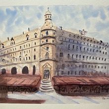 My project in Architectural Sketching with Watercolor and Ink course. Architectural Illustration, Architecture, Artistic Drawing, Creativit, Traditional illustration, Painting, Sketching, and Watercolor Painting project by Line Bourgeois (Bline) - 07.11.2020