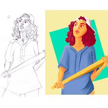 Ilustración de la pluma a digital. Drawing, and Traditional illustration project by Edgar Viaje - 06.30.2020