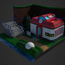 Low Poly Pokecenter Diorama. Projekt z dziedziny 3D, Projektowanie gier komputerow i ch użytkownika Gustavo Olaio - 01.03.2020