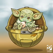 Grogu Fanart Ein Projekt aus dem Bereich Traditionelle Illustration, Design von Figuren, Comic, Zeichnung und Digitale Illustration von Diego Daza Salinas - 02.07.2020