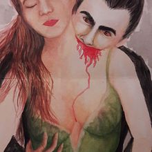 Cartel "Polidori: 200 años con el vampiro". Pintura em aquarela projeto de Laura Jácome Cessa - 26.03.2019