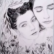 Björk - PJ Harvey. Fine Arts, Portrait Drawing, Realistic Drawing, and Traditional illustration project by Sonia Ródbal - 07.03.2020