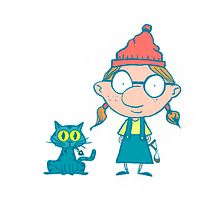 Little Red Hood & Blues the cat. Un progetto di Illustrazione tradizionale, Illustrazione con inchiostro, Illustrazione digitale, Illustrazione infantile e Character design di Nicola Marras - 19.08.2020