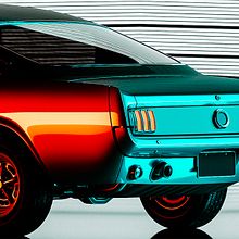 Mustang 65 Estudio de iluminación. Un progetto di 3D, Animazione 3D, Br, ing, Br, identit, Composizione fotografica, Progettazione 3D, Design di automobili, Lighting design, Illuminazione fotografica, VFX, Correzione del colore e Direzione artistica di Ro Bot - 04.07.2020