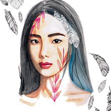 Mi Proyecto del curso: Retrato ilustrado en acuarela. Projekt z dziedziny  R, sunek art, st, czn, Trad, c, jna ilustracja, Ilustracja c, frowa i Malowanie akwarelą użytkownika Valeria Gajardo - 05.07.2020