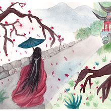 Mi Proyecto del curso: Ilustración en acuarela con influencia japonesa. Fine Arts project by Santy Cacerez - 07.06.2020