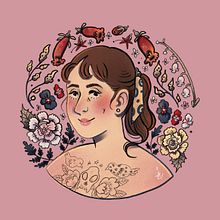 Meu projeto do curso: Retrato ilustrado com elementos botânicos. Traditional illustration project by Ana Cândida Sommer - 07.06.2020