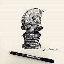 Caballo de Ajedrez. Puntillismo. . Arte plastice, Schițe, Artă conceptuală, Creativitate, Desen, Ilustrație tradițională & Instagram de Alberto Serrano Casaus - 07.07.2020