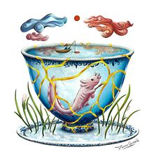 Axolote Kintsugi. Un progetto di Disegno digitale, Illustrazione tradizionale, Illustrazione con inchiostro, Pittura ad acquerello e Pittura ad olio di Dannie Grimaldi - 07.07.2020
