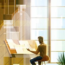 Working in the studio.. Interior Architecture, Traditional illustration, and Digital Illustration project by Sergio Picazo Ferro - 07.08.2020