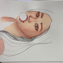 Ilustración chica con chicle . Pencil Drawing, Portrait Drawing, and Watercolor Painting project by Eva Rueda - 07.08.2020
