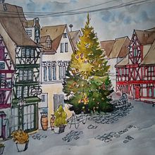 My project in Architectural Sketching with Watercolor and Ink course . Ilustrasi Arsitektur proyek oleh Erzsébet Sofró - 07.09.2020