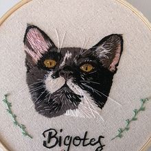 Bigotes, needle painting con Valentina . Embroider project by Viviana Varela - 07.09.2020