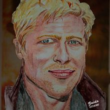 Brad Pitt. Watercolor Painting project by Zaida Olvera - 07.12.2020