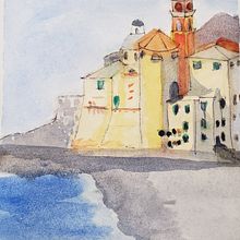My project in Architectural Sketching with Watercolor and Ink course. Sketching, and Watercolor Painting project by Domitila Amorosino - 07.12.2020