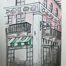 Española Way . Sketching, and Watercolor Painting project by gigi_o - 07.22.2020