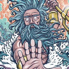 "Poseidon Rage" - Personal project.. Projekt z dziedziny Komiks,  R, sunek art, st, czn, R, sunek c, frow, Projektowanie c, frowe, Trad, c, jna ilustracja, Ilustracja c, frowa i Grafika wektorowa użytkownika Marco Boetti - 16.07.2020