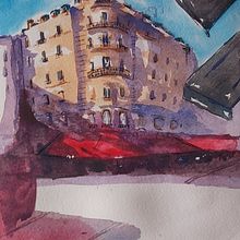 My project in Architectural Sketching with Watercolor and Ink course . Ilustrasi Tinta, Dan Lukisan Cat Air proyek oleh kerry_downey - 07.17.2020