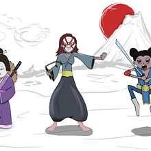 Las Tres Luchadoras Orientales. Mi Proyecto del curso: Fábrica de personajes ilustrados. Drawing project by Agustin Machetanz - 07.17.2020