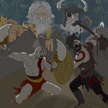 Kratos vs Kratos . Un progetto di Illustrazione tradizionale e Illustrazione digitale di Adrian Gonzalez - 18.07.2020