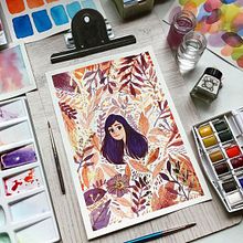 Floral duotone. Projekt z dziedziny Trad, c, jna ilustracja,  R, sunek atramentem i Malowanie akwarelą użytkownika Alinailustra - 29.07.2019