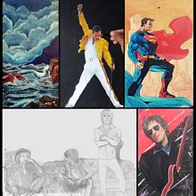 Luis A. Spinetta_The Rolling Stones_Patricio Rey. Fine Arts, Sketching, Pencil Drawing, Portrait Drawing, Music, Acr, and lic Painting project by Walter R. Perez - 04.08.2019