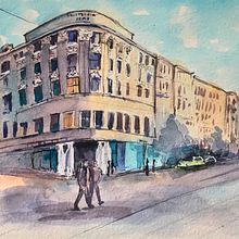 My project in Architectural Sketching with Watercolor and Ink course. Watercolor Painting project by larisa.peigin - 07.20.2020