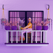Stay home. 3D, Design de personagens, Design de personagens 3D e Ilustração tradicional projeto de Tati Astua - 12.05.2020