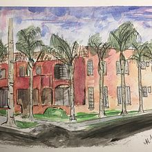 My project in Architectural Sketching with Watercolor and Ink course. Watercolor Painting project by mkpaulsen - 07.21.2020