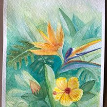"Paradise for one bird" ; final project. Watercolor Painting project by Rebeca de Legarreta - 07.21.2020
