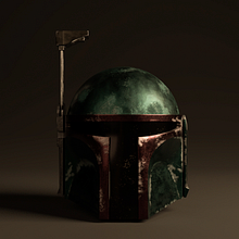 Boba Fett Helmet. Een project van 3D,  Concept art,  3D-ontwerp y  3D-modellering van Cristina Pelayo Álvarez - 21.07.2020