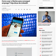 Matéria Exame.com sobre lançamento do LinkedIn Stories . Un proyecto de Comunicación de Rodrigo Focaccio - 21.05.2020