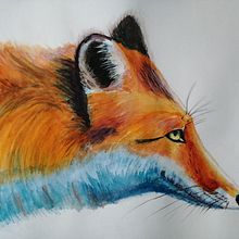 Zorro rojo contemplando. Traditional illustration project by Pedro Fernandez Weigert - 07.24.2020