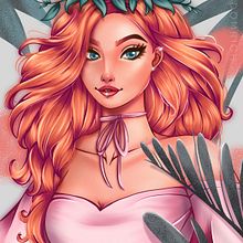Me and Flora 🌱. Un proyecto de Ilustración digital, Ilustración tradicional, Dibujo de Retrato y Pintura digital de Richie Chang - 24.07.2020