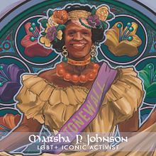 PRIDE: Marsha P. Johnson. Projekt z dziedziny Trad, c, jna ilustracja, Ilustracja c i frowa użytkownika Celeste Vargas Hoshi - 25.06.2020