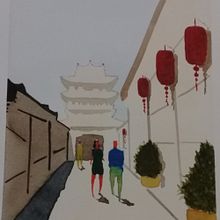 Mi Proyecto del curso: Paisajes urbanos en acuarela. Un progetto di Street Art di sinuheohc - 16.08.2020