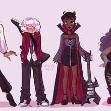 Fábrica de personajes ilustrados: Los 4 músicos vampiros. Concept Art, Drawing, Pencil Drawing, Digital Drawing, Design, Character Design, and Traditional illustration project by apolineread - 07.26.2020