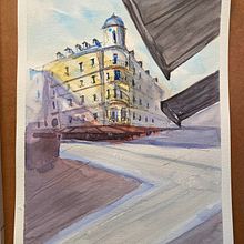My project in Architectural Sketching with Watercolor and Ink course. Sketching, Drawing, Watercolor Painting, Architectural Illustration, Sketchbook & Ink Illustration project by pramodgopala - 07.28.2020