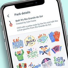 Pack de Stickers para Google. Un proyecto de Diseño digital, H, lettering, Ilustración tradicional, Ilustración digital, Lettering y Lettering digital de Cyla Costa - 28.07.2020