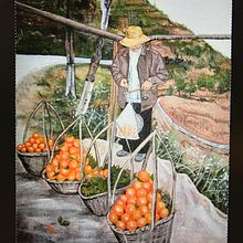 Older work - Oranges on the mountainside in China . Pictură acrilică de Mary Lagdameo - 07.30.2020