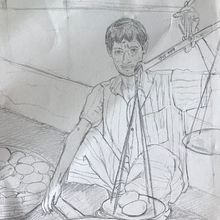 Older work - Mango seller in Chittagong . Desen în creion de Mary Lagdameo - 07.30.2020