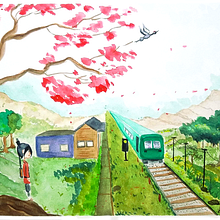 Ilustración en acuarela con influencia japonesa. Traditional illustration project by Adriana Quezada - 07.31.2020