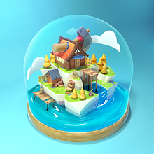 My Course Project: Creating Miniature 3D Worlds with Procreate and Cinema 4D. Projekt z dziedziny 3D użytkownika scottulliman - 01.08.2020
