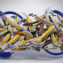 Graffiti Wild Style em 3D. 3D, 3D Design, Artistic Drawing, 3D Lettering, 3D Modeling, and Sketchbook project by Luiz Alberto Santos - 08.04.2020