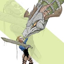 Ilustración Jinete Dragon. Digital Drawing, and Traditional illustration project by Toni Serrano - 08.05.2020