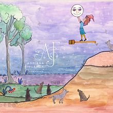 LA BRUJITA Y LA LUNA. Un progetto di Illustrazione infantile di Adriana Isabel Figueroa Mañas - 07.08.2020
