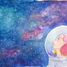 Space Watercolor. Un proyecto de Ilustración tradicional y Pintura a la acuarela de anahines - 07.08.2020