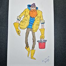 Fisherman. Traditional illustration, and Watercolor Painting project by Larisa RP - 08.08.2020